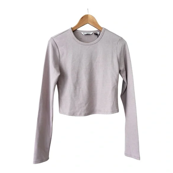 American Tall Cropped Long Sleeve Waffle Shirt for Tall Women DESERT ROSE Size S - Picture 9 of 13